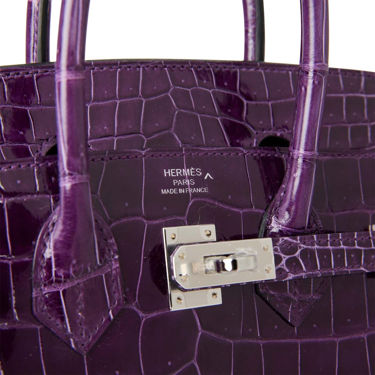 Hermes Birkin 25 Cassis Shiny Porosus Crocodile Palladium Hardware