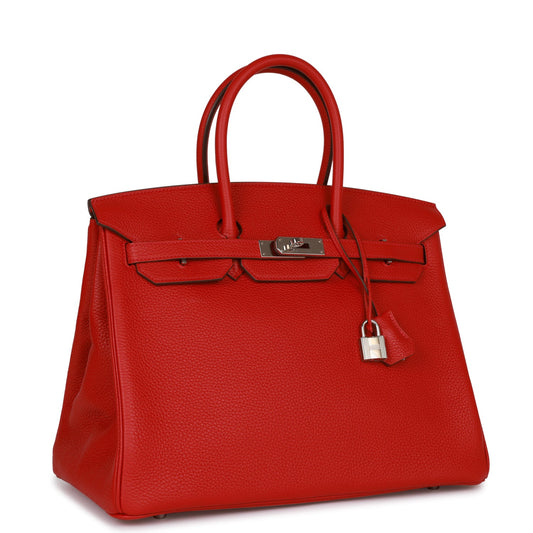 Pre-owned Hermes Birkin 35 Rouge de Coeur Togo Palladium Hardware