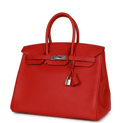 Pre-owned Hermes Birkin 35 Rouge de Coeur Togo Palladium Hardware