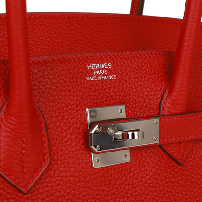 Pre-owned Hermes Birkin 35 Rouge de Coeur Togo Palladium Hardware