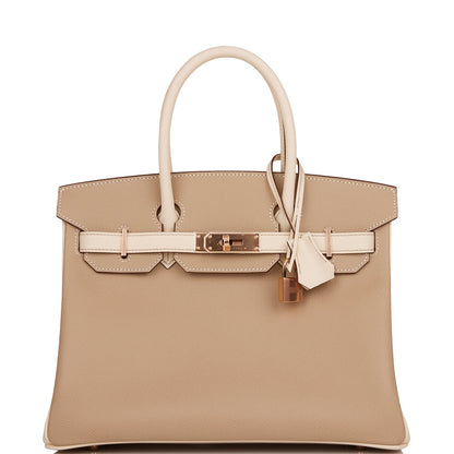 Hermes Special Order (HSS) Birkin 30 Trench and Craie Epsom Rose Gold Hardware