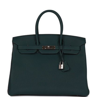 Pre-owned Hermes Birkin 35 Vert Cypress Togo Palladium Hardware