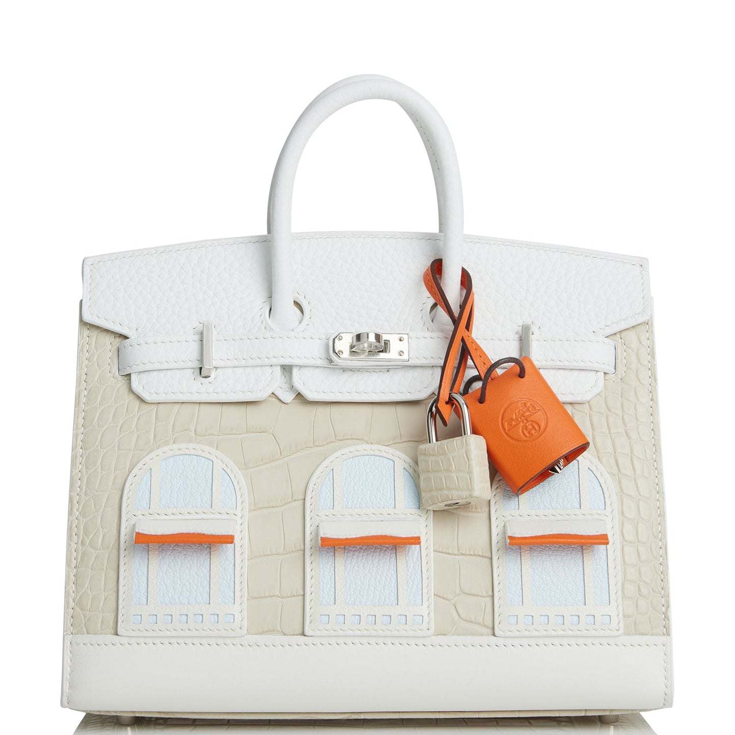 Hermes Sac Faubourg Birkin 20 White Matte Alligator Palladium Hardware