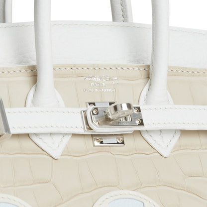 Hermes Sac Faubourg Birkin 20 White Matte Alligator Palladium Hardware