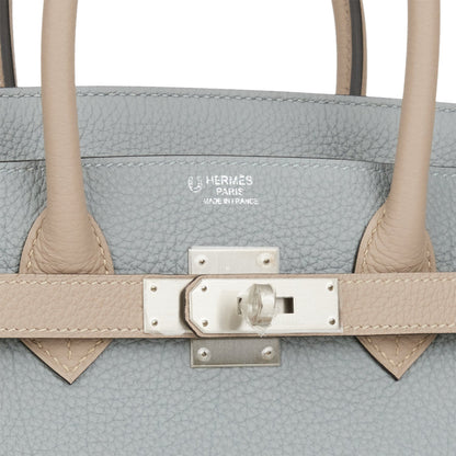 Hermes Special Order (HSS) Birkin 30 Gris Mouette and Gris Tourterelle Clemence Brushed Palladium Hardware