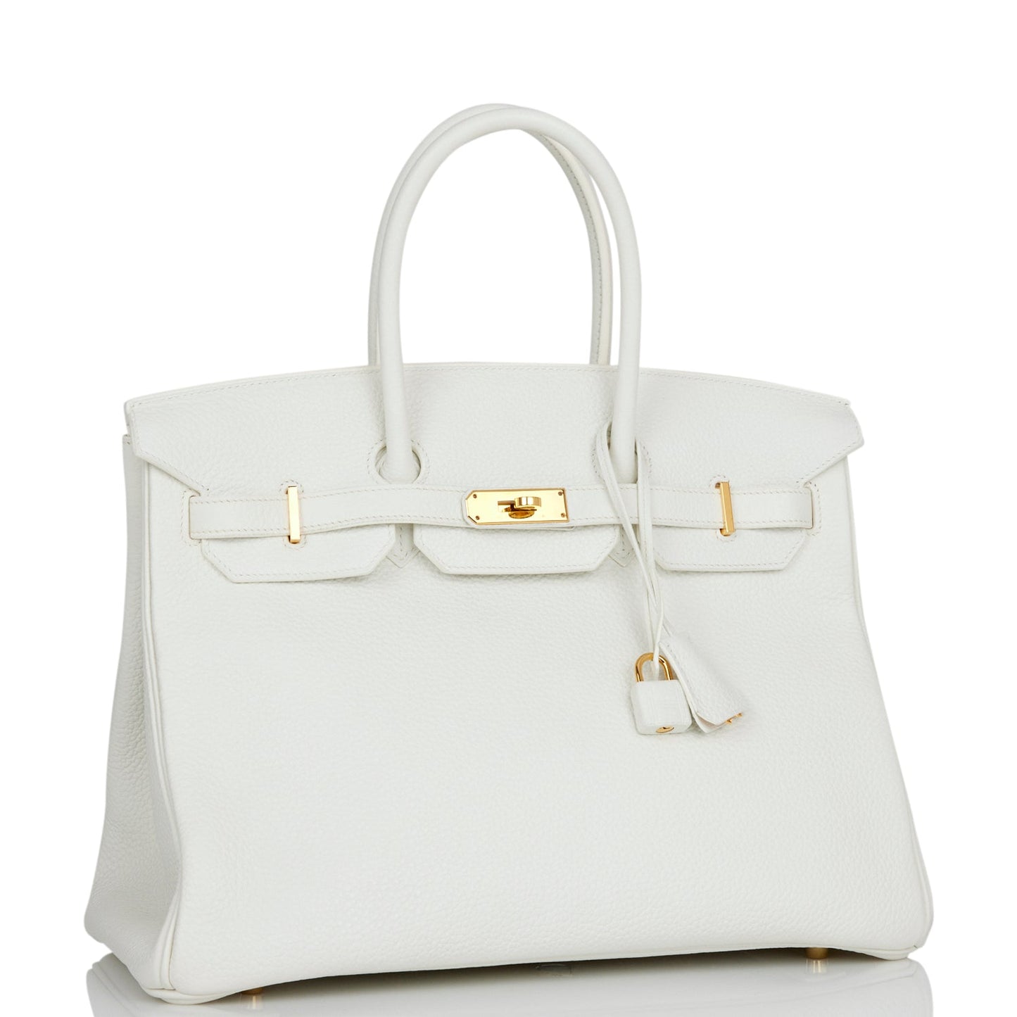 Pre-owned Hermes Birkin 35 White Clemence Gold Hardware