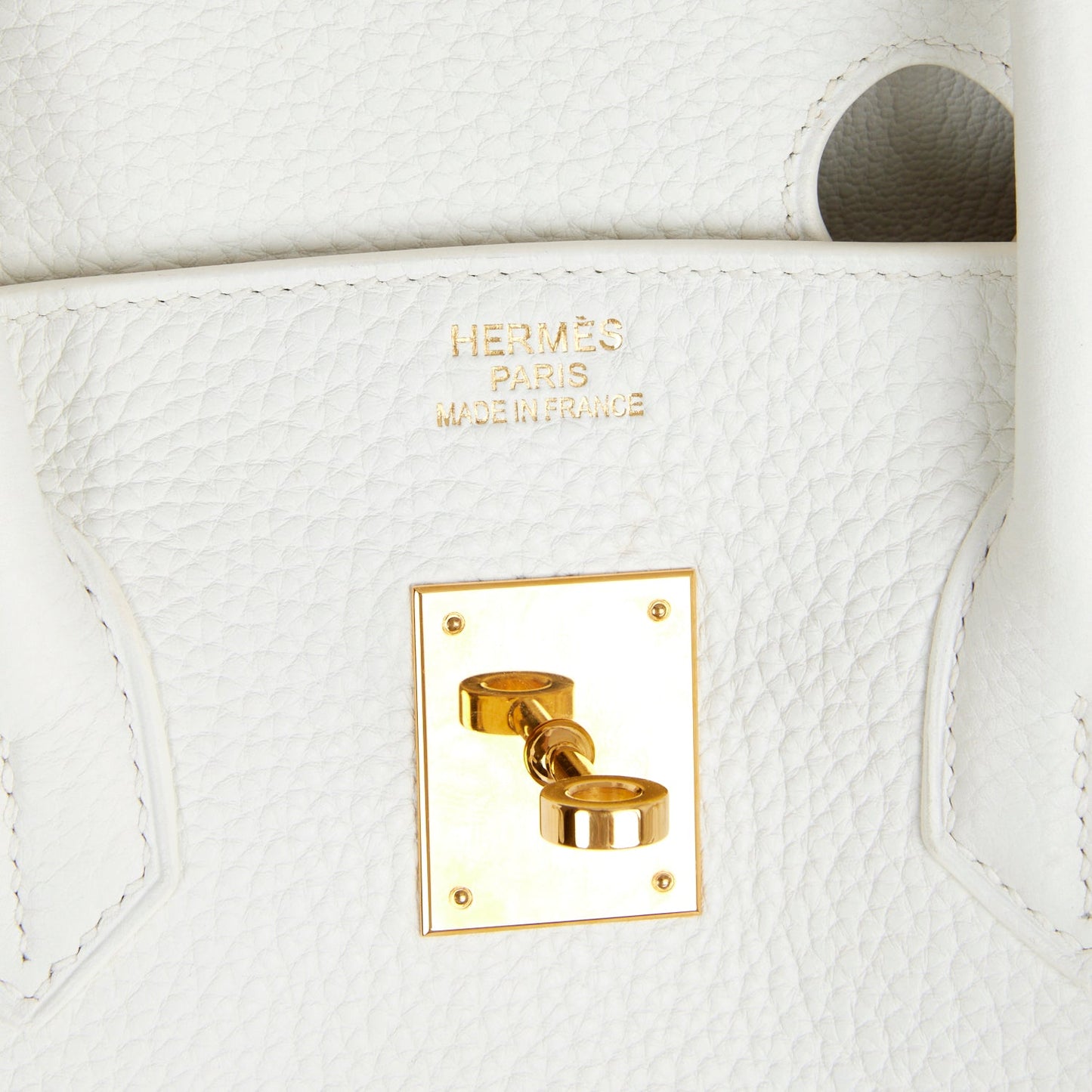 Pre-owned Hermes Birkin 35 White Clemence Gold Hardware