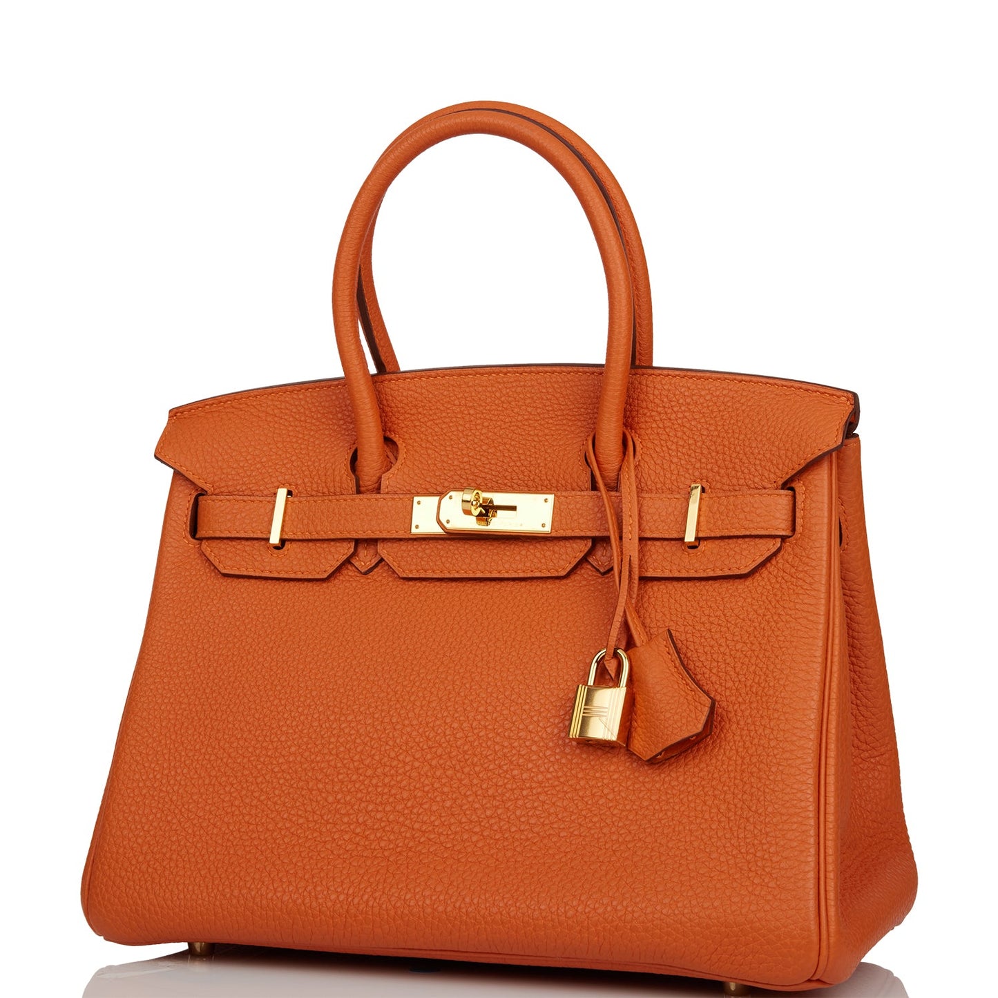 Pre-owned Hermes Birkin 30 Orange Clemence Gold Hardware