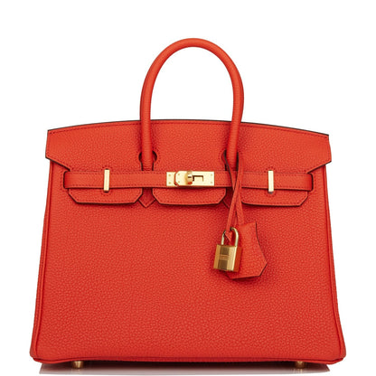 Hermes Birkin 25 Capucine Togo Gold Hardware