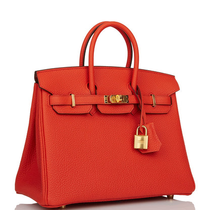 Hermes Birkin 25 Capucine Togo Gold Hardware