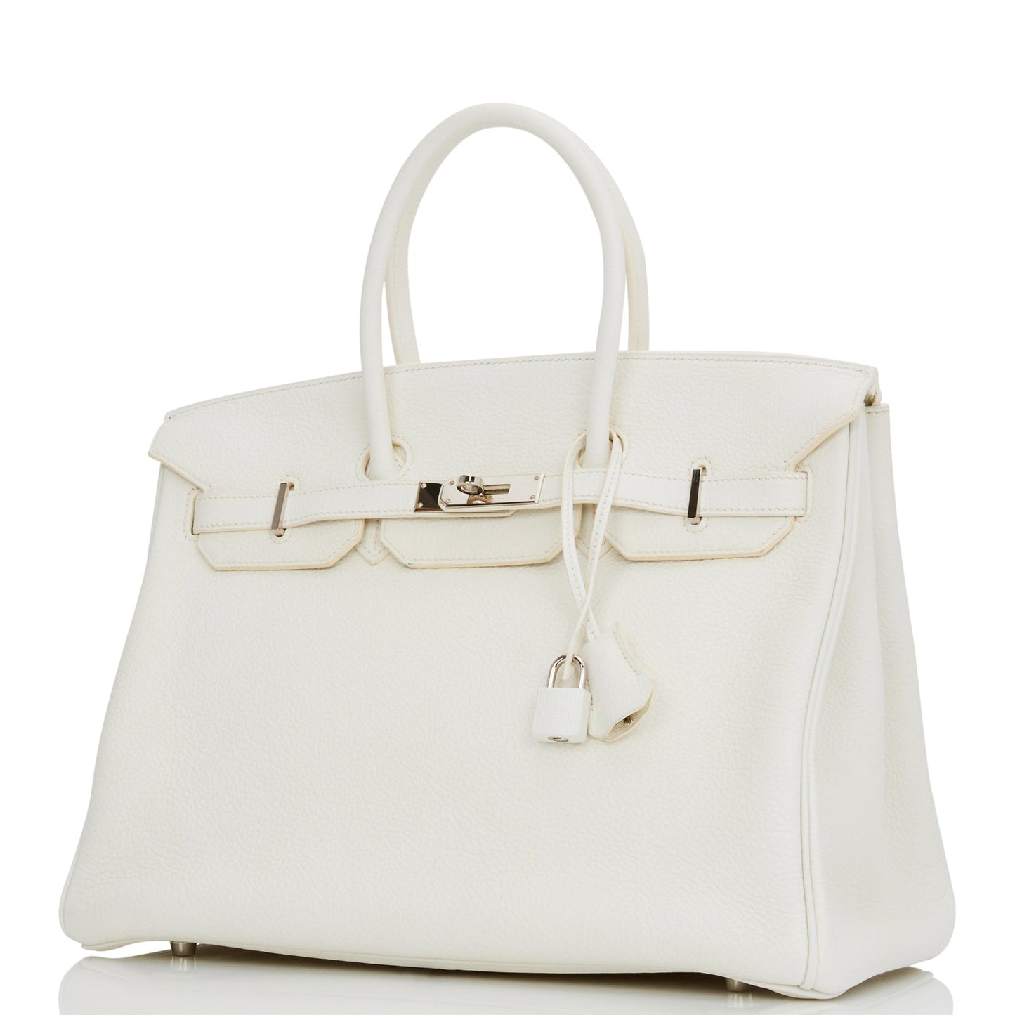 Pre-owned Hermes Birkin 35 White Clemence Palladium Hardware