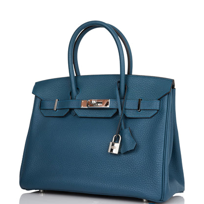 Pre-owned Hermes Birkin 30 Colvert Togo Palladium Hardware