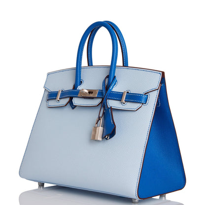 Hermes Special Order (HSS) Birkin Sellier 25 Bleu Brume and Bleu Zellige Epsom Brushed Palladium Hardware