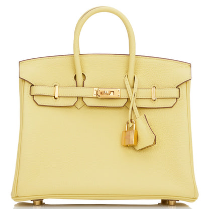 Hermes Birkin 25 Jaune Poussin Togo Gold Hardware