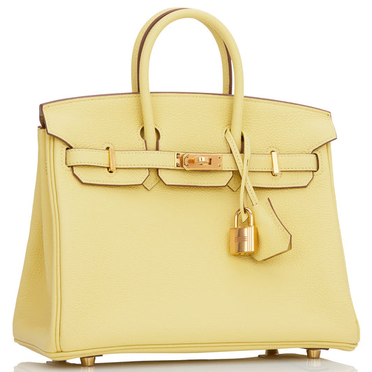 Hermes Birkin 25 Jaune Poussin Togo Gold Hardware