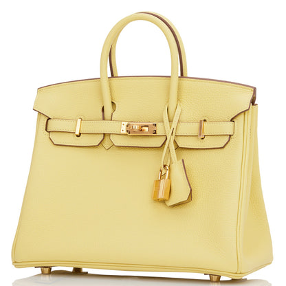 Hermes Birkin 25 Jaune Poussin Togo Gold Hardware