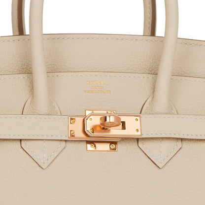 Hermes Birkin 25 Craie Togo Rose Gold Hardware