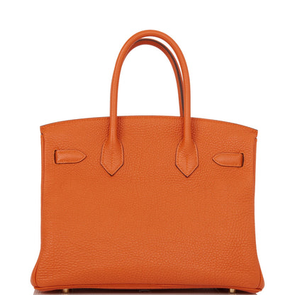 Pre-owned Hermes Birkin 30 Orange Togo Gold Hardware