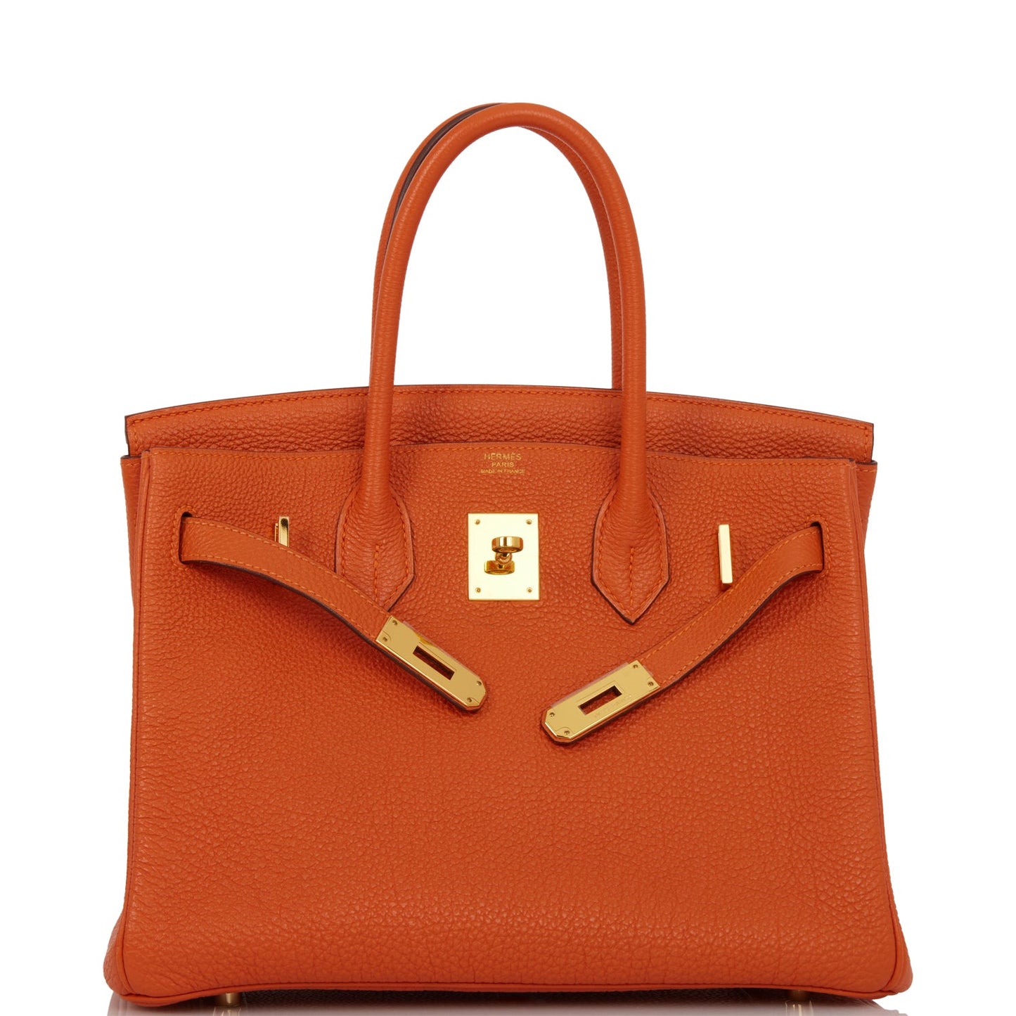 Pre-owned Hermes Birkin 30 Orange Togo Gold Hardware