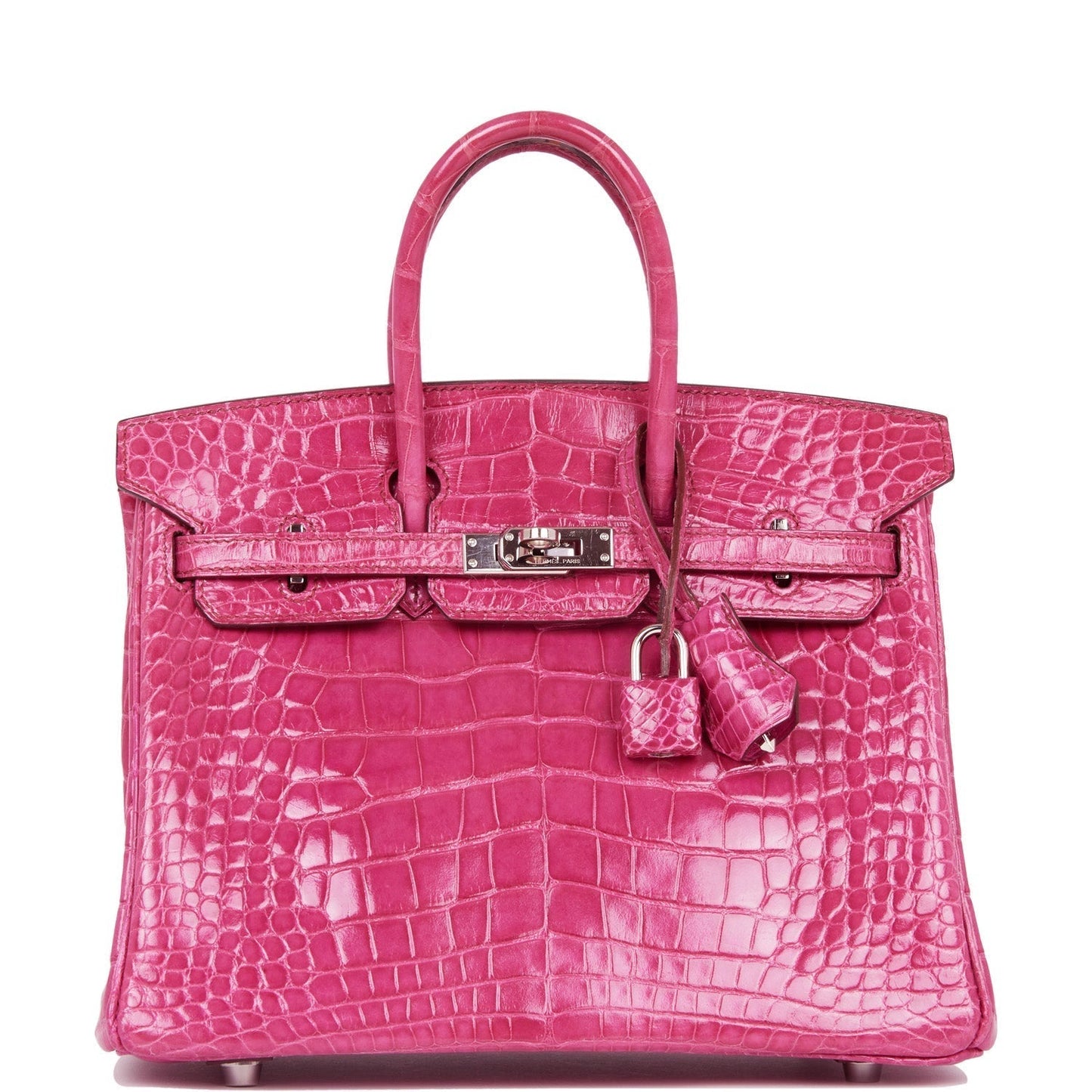 Hermes Birkin 25 Fuchsia Shiny Alligator Palladium Hardware