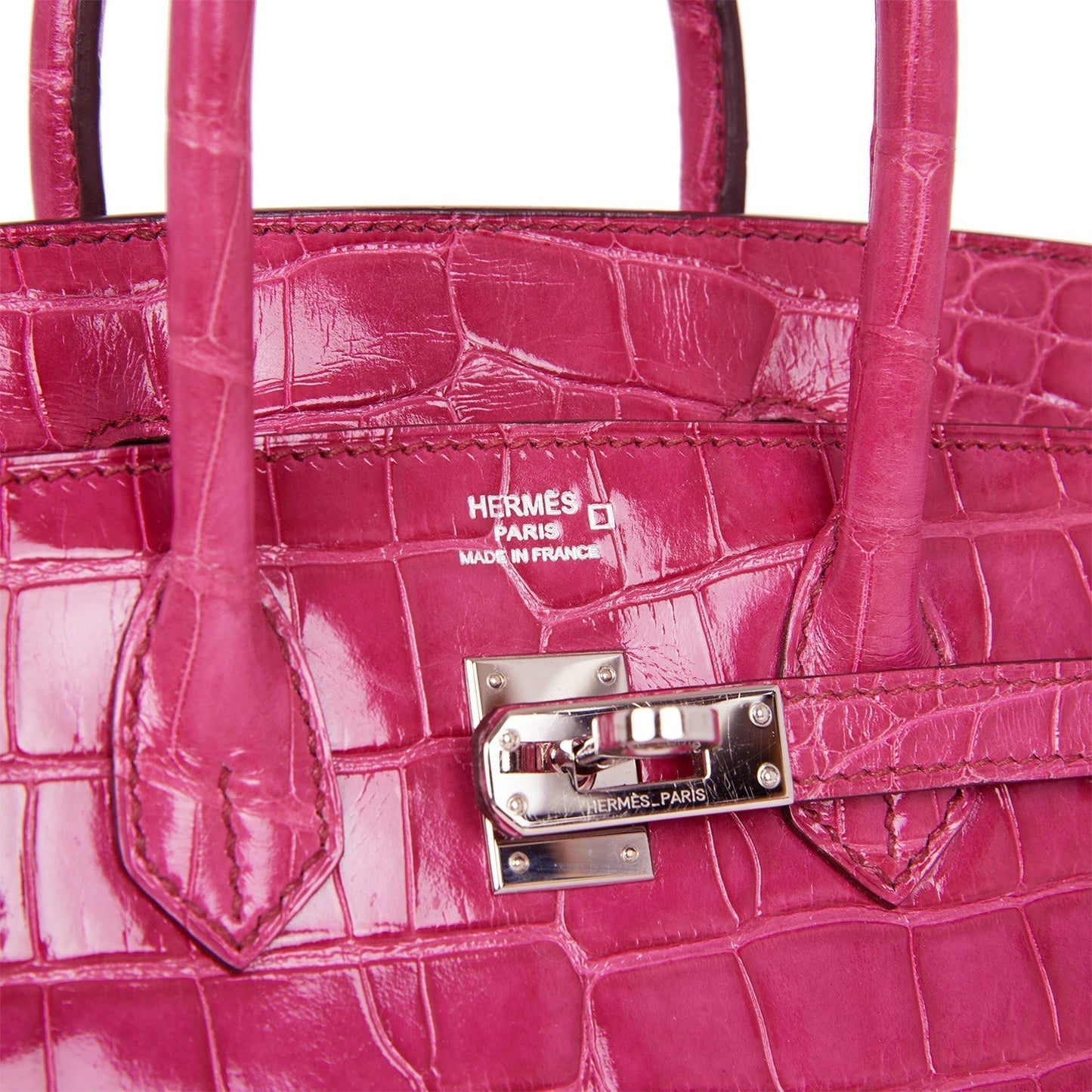 Hermes Birkin 25 Fuchsia Shiny Alligator Palladium Hardware