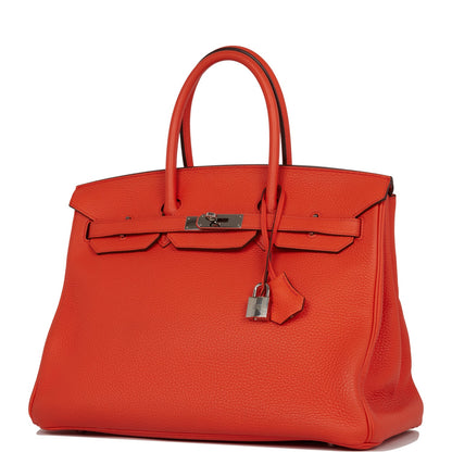 Pre-owned Hermes Birkin 35 Capucine Togo Palladium Hardware