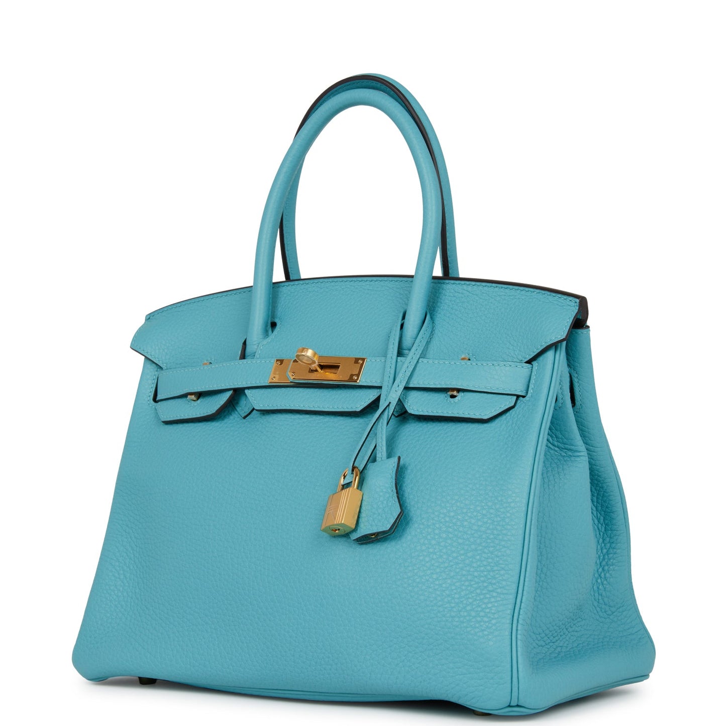 Pre-owned Hermes Birkin 30 Bleu Paon Togo Gold Hardware