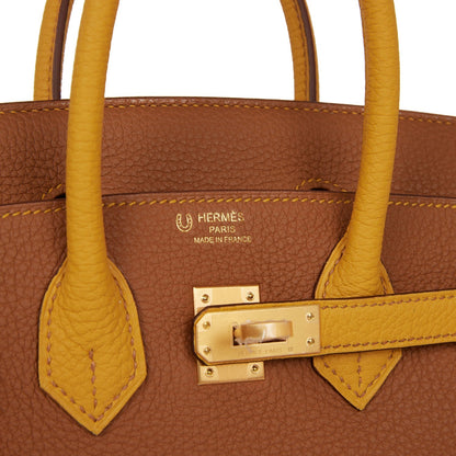 Hermes Special Order (HSS) Birkin 25 Gold and Jaune Ambre Togo Brushed Gold Hardware