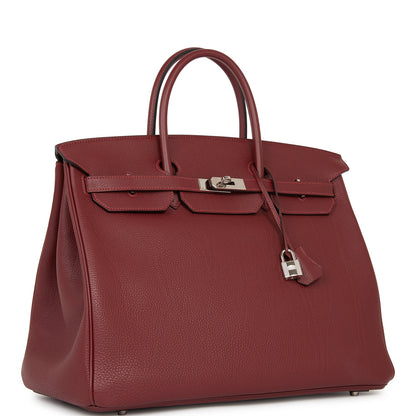 Pre-owned Hermes Birkin 40 Rouge H Togo Palladium Hardware