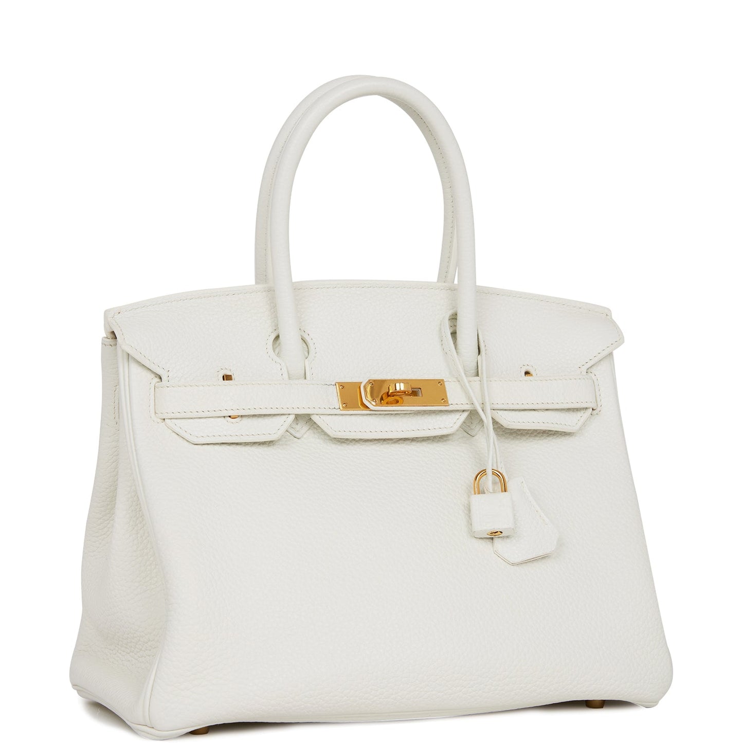 Pre-owned Hermes Birkin 30 White Clemence Gold Hardware