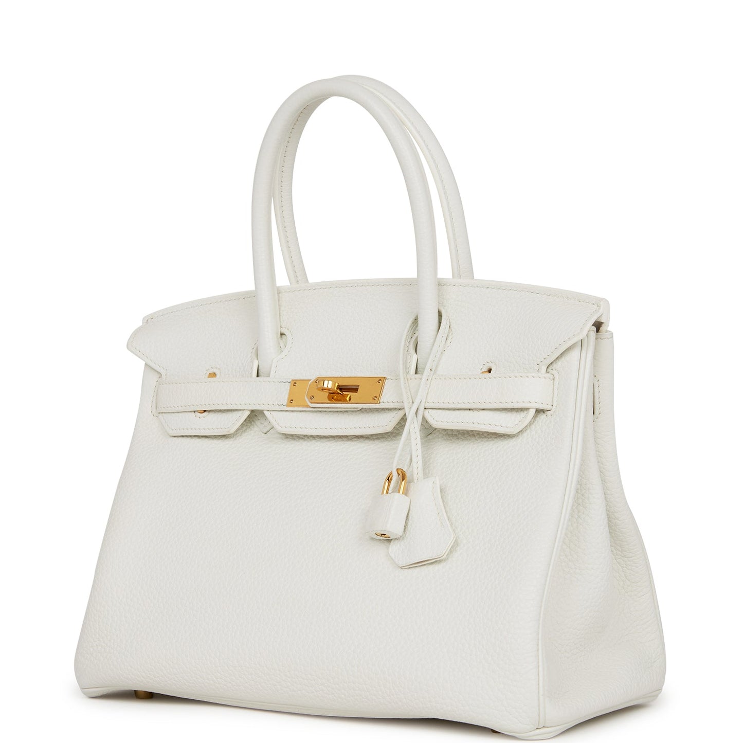 Pre-owned Hermes Birkin 30 White Clemence Gold Hardware