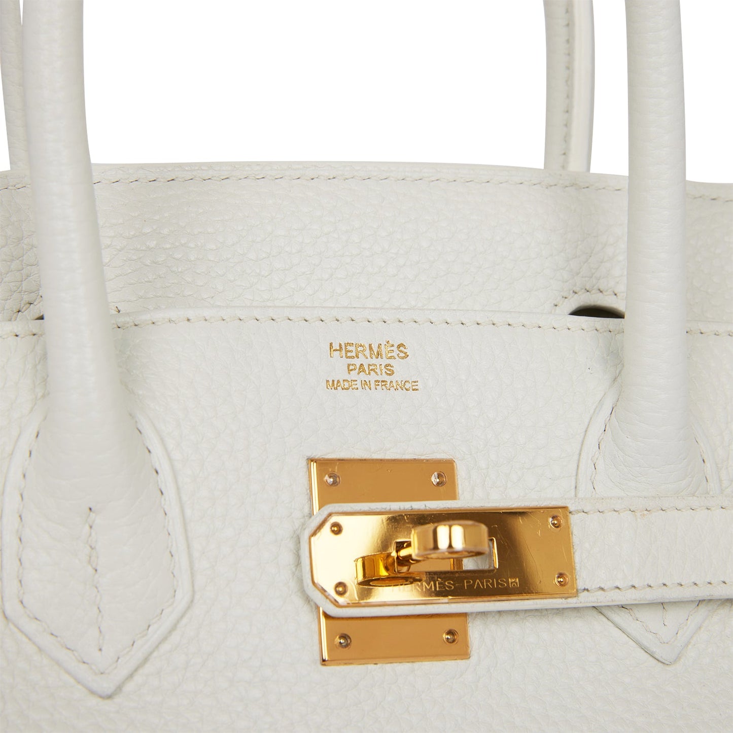 Pre-owned Hermes Birkin 30 White Clemence Gold Hardware