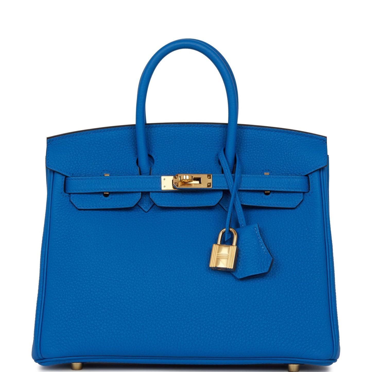 Pre-owned Hermes Birkin 25 Bleu Zellige Togo Gold Hardware