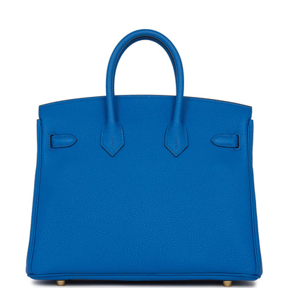 Pre-owned Hermes Birkin 25 Bleu Zellige Togo Gold Hardware