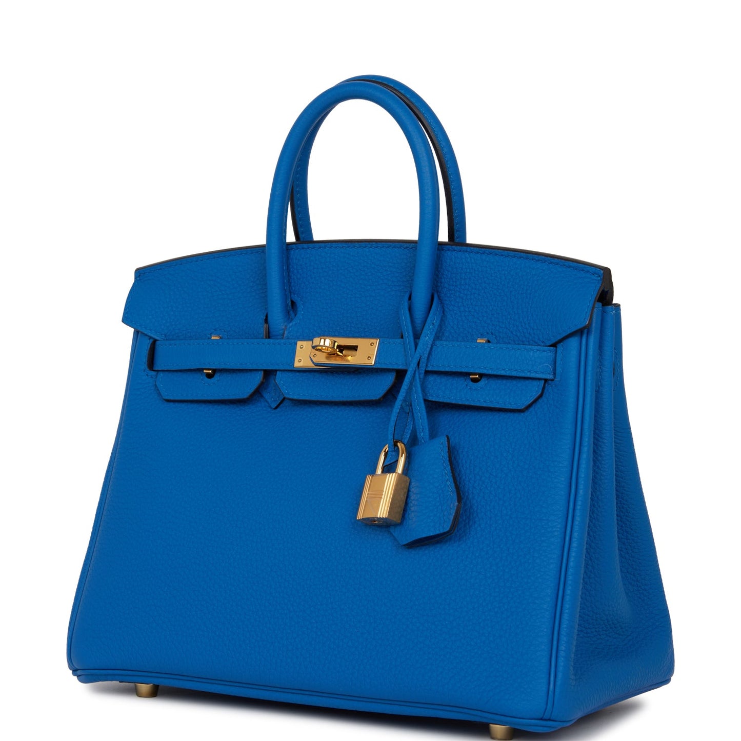 Pre-owned Hermes Birkin 25 Bleu Zellige Togo Gold Hardware