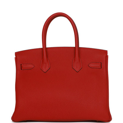 Pre-owned Hermes Birkin 30 Rouge Vif Togo Gold Hardware