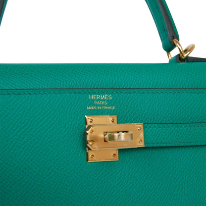 Hermes Kelly Sellier 25 Vert Jade Epsom Gold Hardware