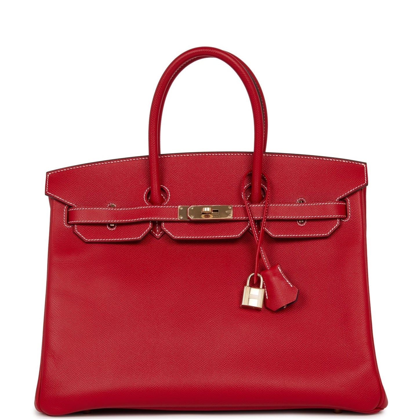 Pre-owned Hermes Birkin 35 Rouge Casaque Candy Epsom Permabrass Hardware