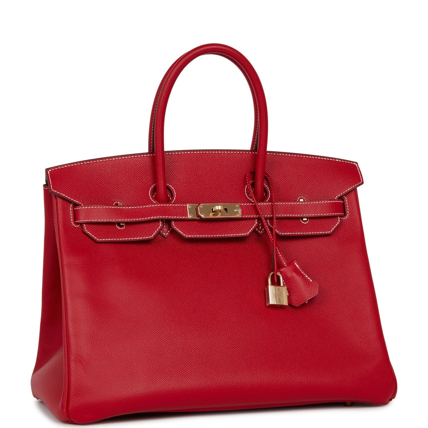 Pre-owned Hermes Birkin 35 Rouge Casaque Candy Epsom Permabrass Hardware