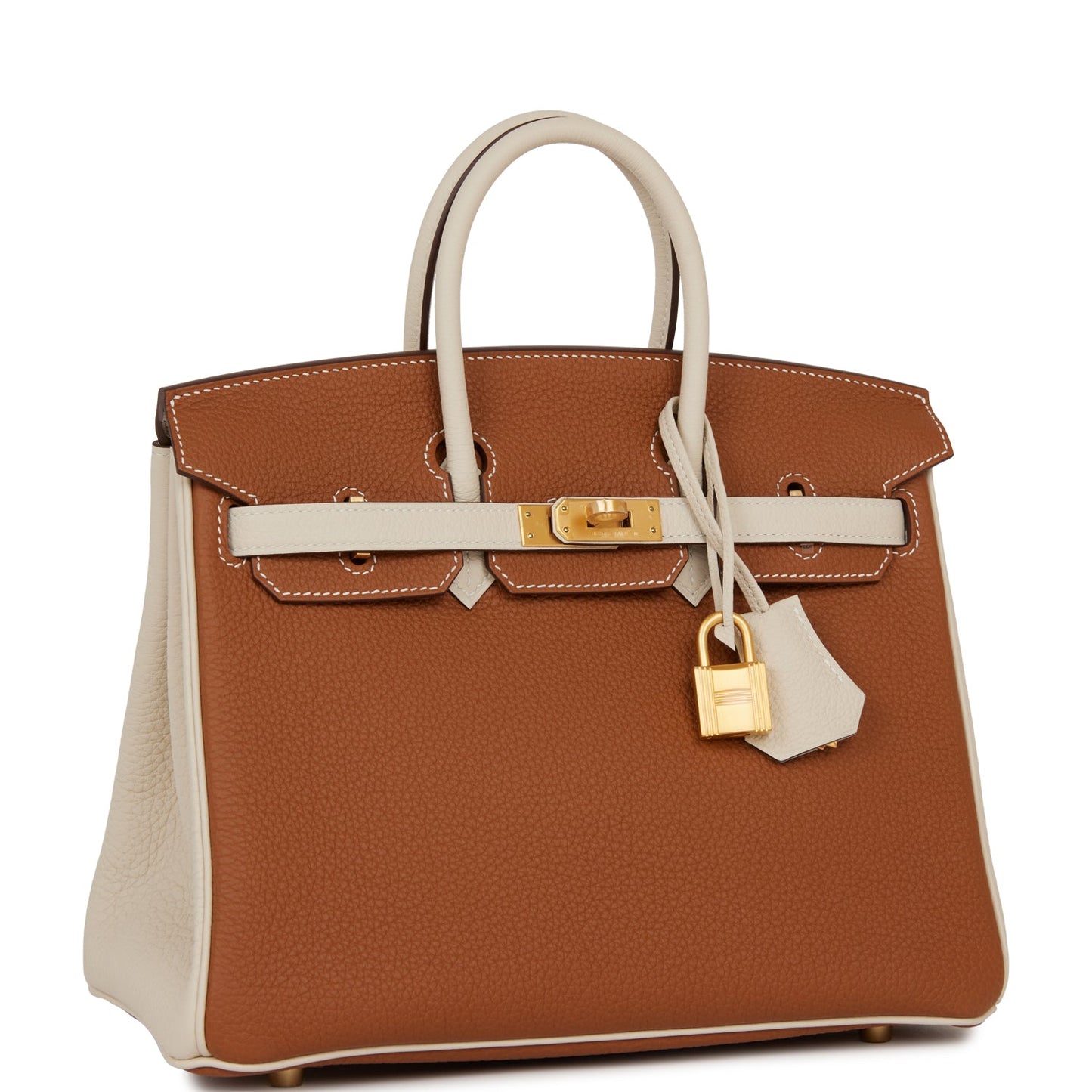 Hermes Special Order (HSS) Birkin 25 Gold and Craie Togo Brushed Gold Hardware