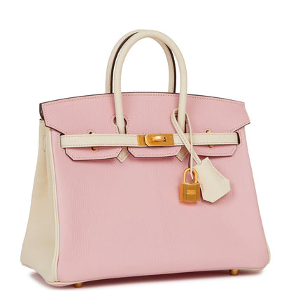 Hermes Special Order (HSS) Birkin 25 Rose Sakura and Nata Chèvre Brushed Gold Hardware