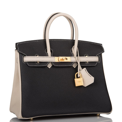 Hermes Special Order (HSS) Birkin 25 Black and Craie Togo Brushed Gold Hardware - Payment 1 for VG