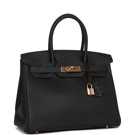 Pre-owned Hermes Birkin 30 Black Togo Rose Gold Hardware