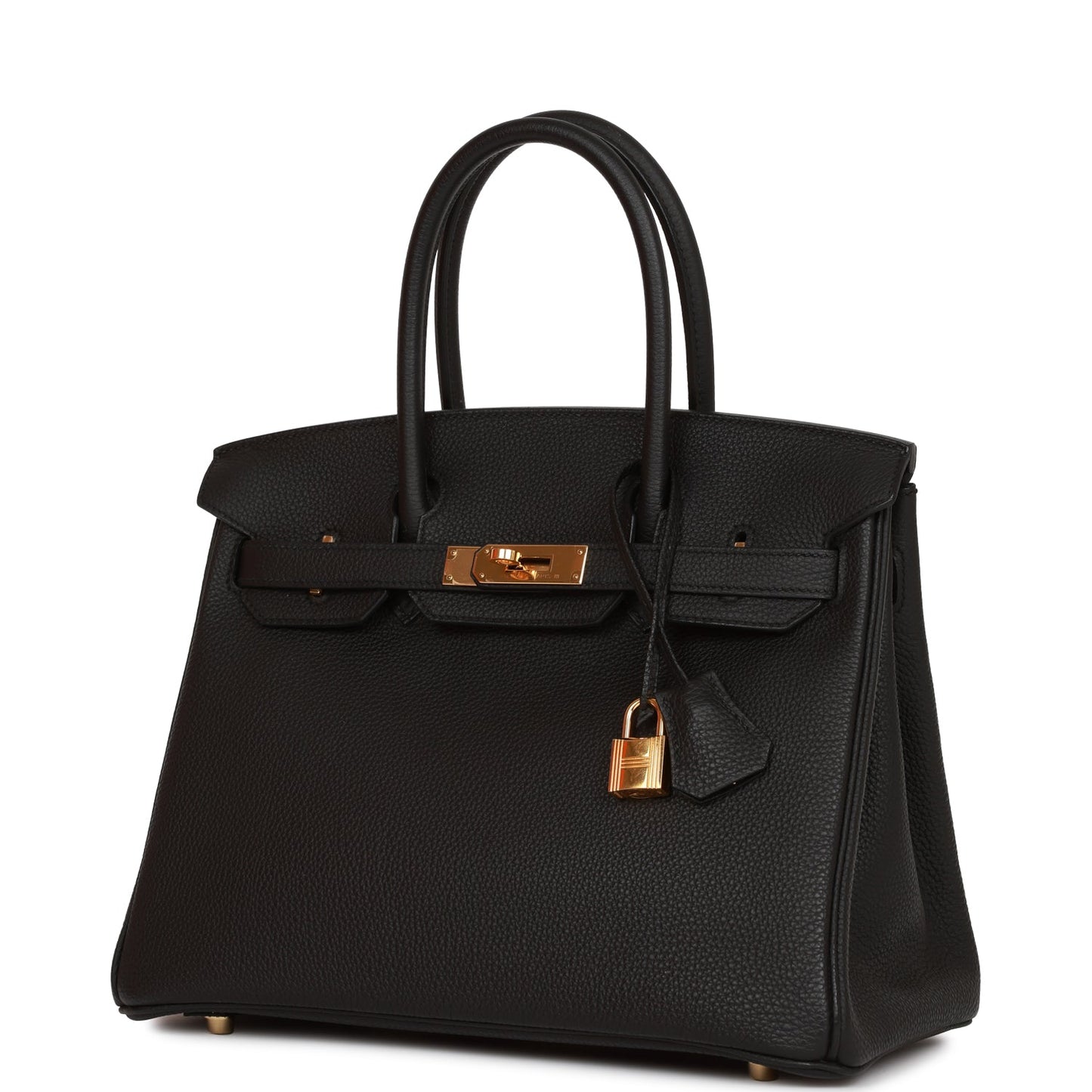 Pre-owned Hermes Birkin 30 Black Togo Gold Hardware