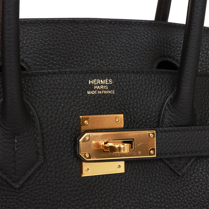 Pre-owned Hermes Birkin 30 Black Togo Gold Hardware