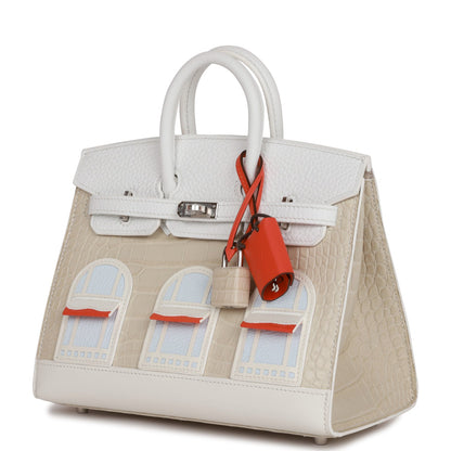 Hermes Sac Faubourg Birkin 20 White Matte Alligator Palladium Hardware