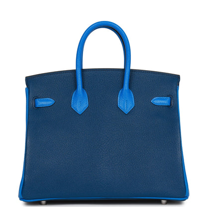 Hermes Special Order (HSS) Birkin 25 Bleu Hydra and Bleu Saphir Chèvre Brushed Palladium Hardware