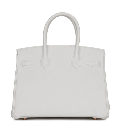 Hermes Special Order (HSS) Birkin 30 White Verso Clemence Rose Gold Hardware