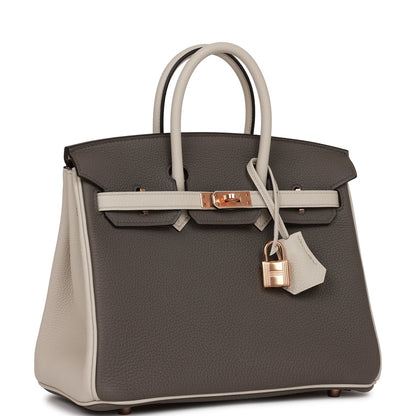 Hermes Special Order (HSS) Birkin 25 Etain and Beton Togo Rose Gold Hardware