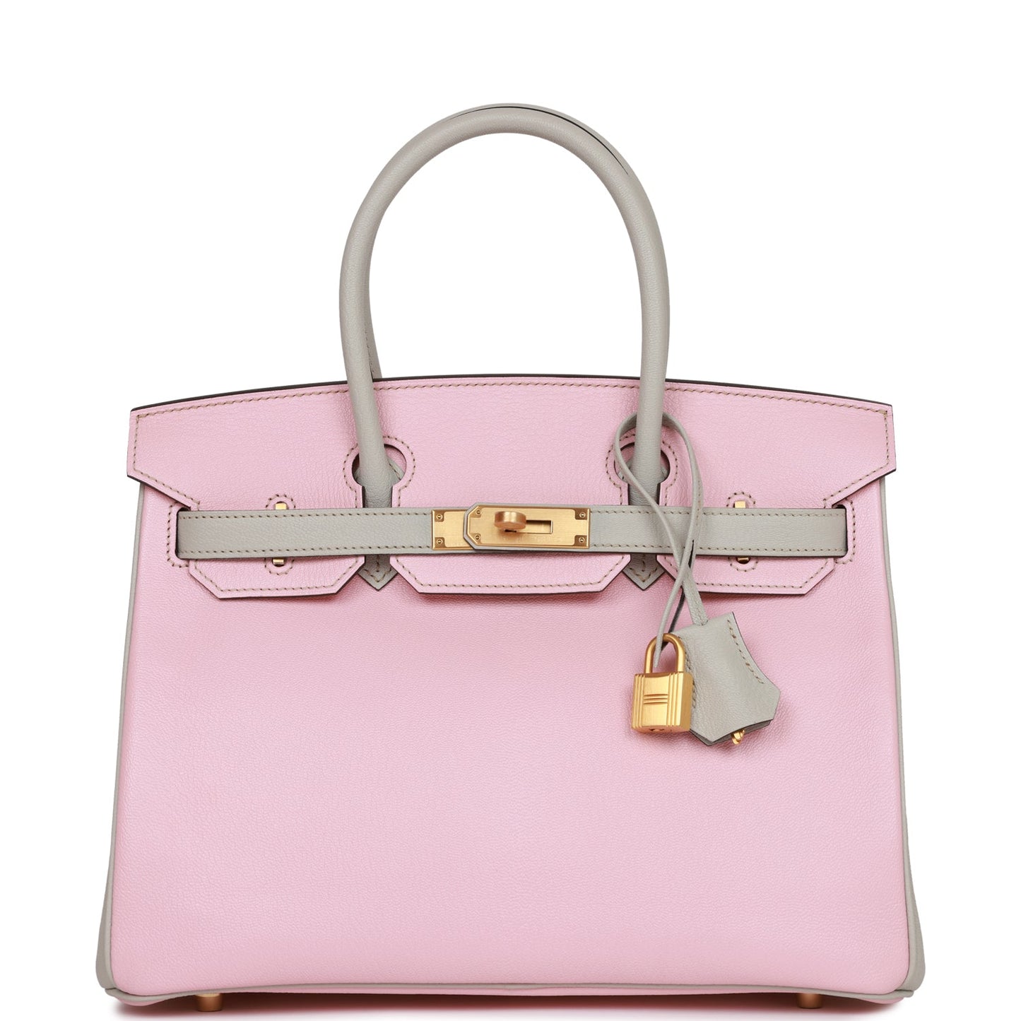 Hermes Special Order (HSS) Birkin 30 Rose Sakura and Gris Perle Chevre Brushed Gold Hardware